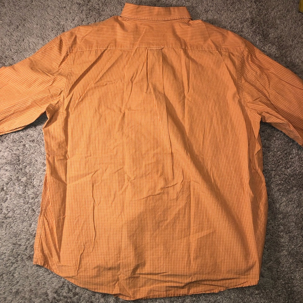 IZOD Button Down Up Mens Size XL Checkered Orange Dress Work Shirt - Picture 11 of 13